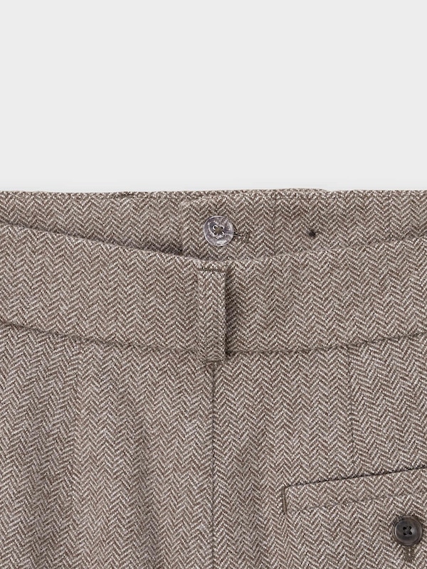 Herringbone Tucked Wide Pants