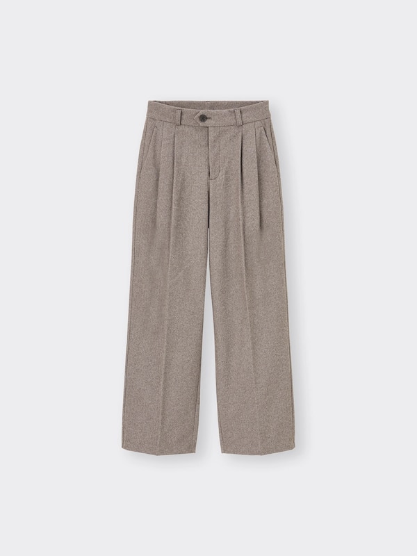 Herringbone Tucked Wide Pants