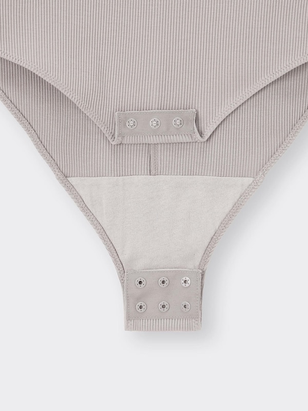 Stretch Ribbed U Neck Bodysuit Long Warm