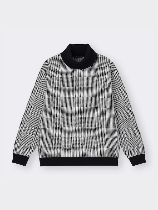 SMOOTH KNITTED Turtleneck Sweater Check