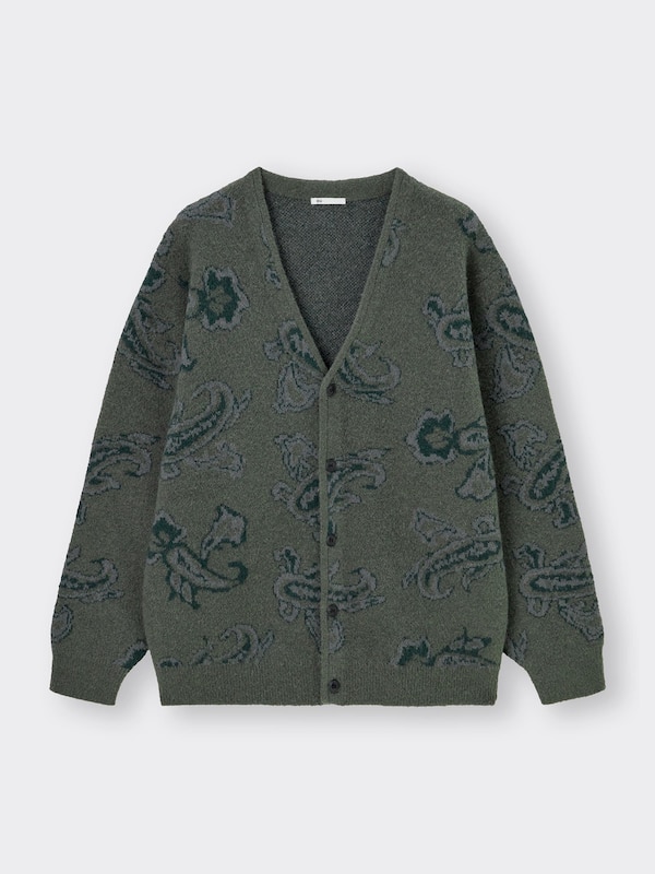 BRUSHY KNITTED V Neck Cardigan Paisley