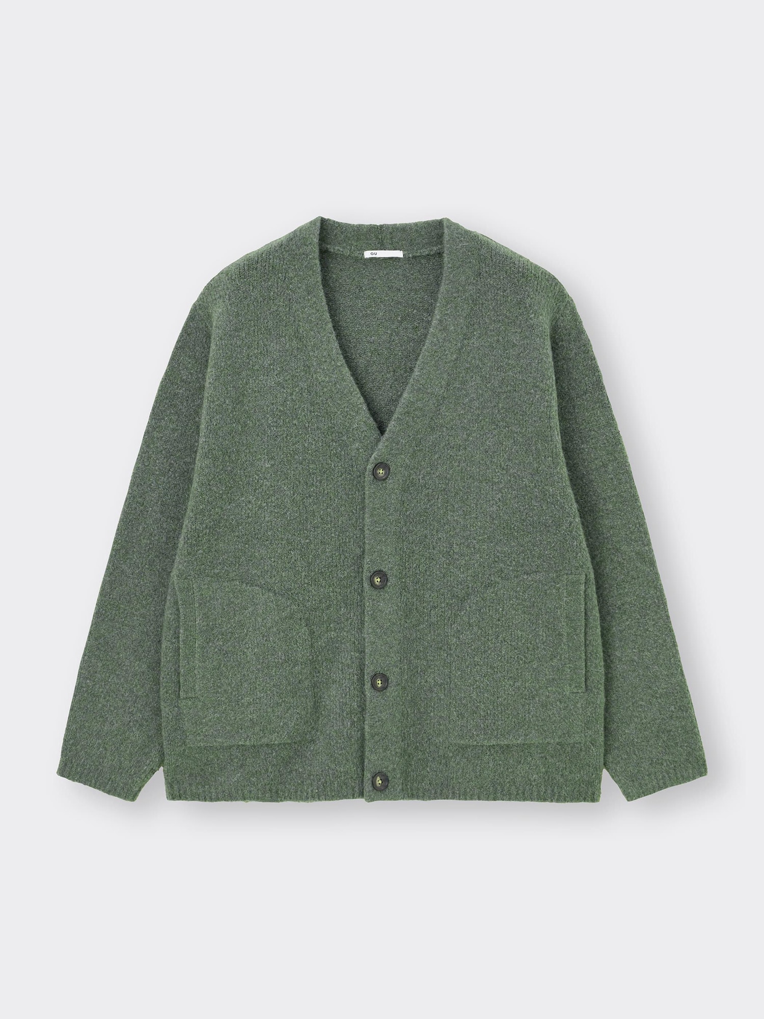 BRUSHED-WOOL V-NECK CARDIGAN - TEAL