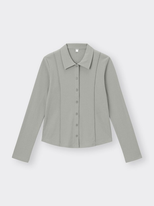 Ribbed Polo Cardigan