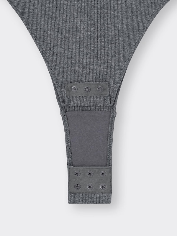 Stretch Ribbed Crew Neck Bodysuit Warm