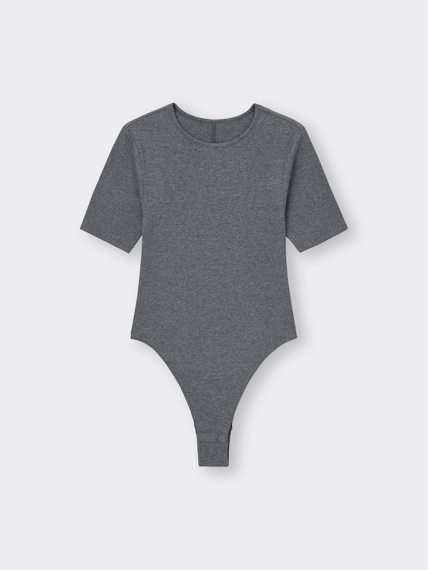 Stretch Ribbed Crew Neck Bodysuit Warm