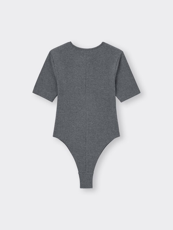 Stretch Ribbed Crew Neck Bodysuit Warm