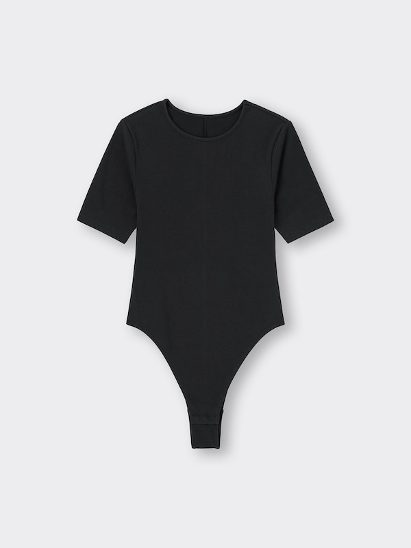 Stretch Ribbed Crew Neck Bodysuit Warm