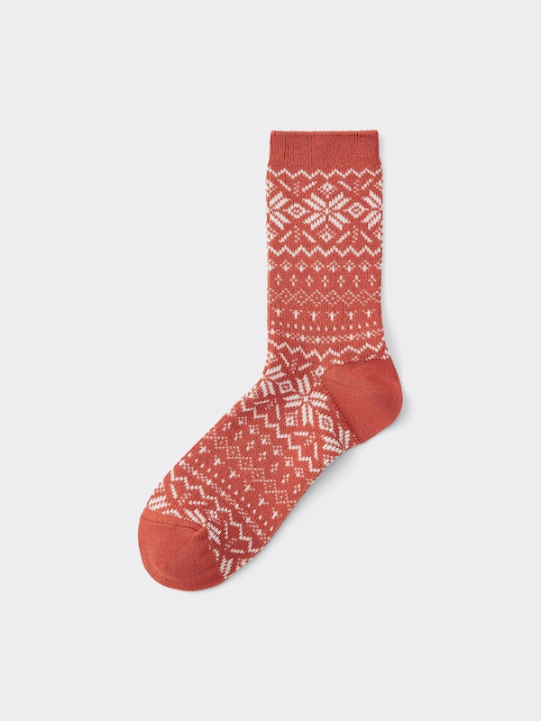 STYLE-HEAT Crew Socks Fair Isle
