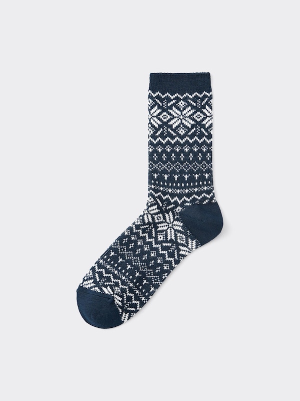 STYLE-HEAT Crew Socks Fair Isle