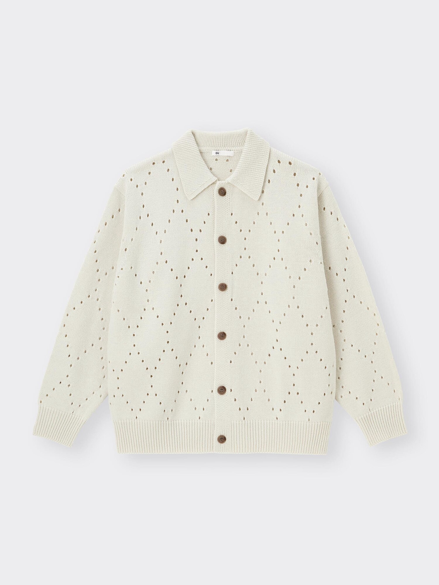 Openwork Knitted Polo Cardigan | GU US