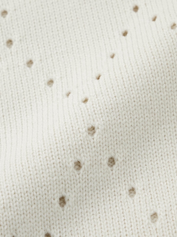 Openwork Knitted Polo Cardigan