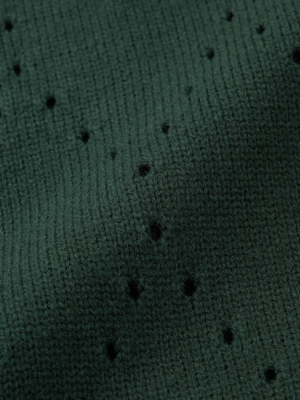 Openwork Knitted Polo Cardigan