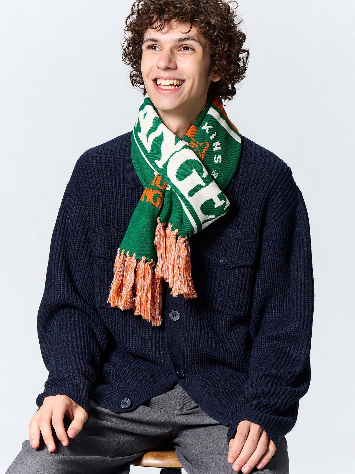 マフラー・ストール SK8ER ROCK Hairy Stripe Knit Muffler green チェック柄マフラー ストール レトロチェック[品番：XL000002747