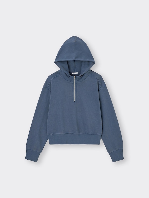 Washed Sweat Half-Zip Hoodie