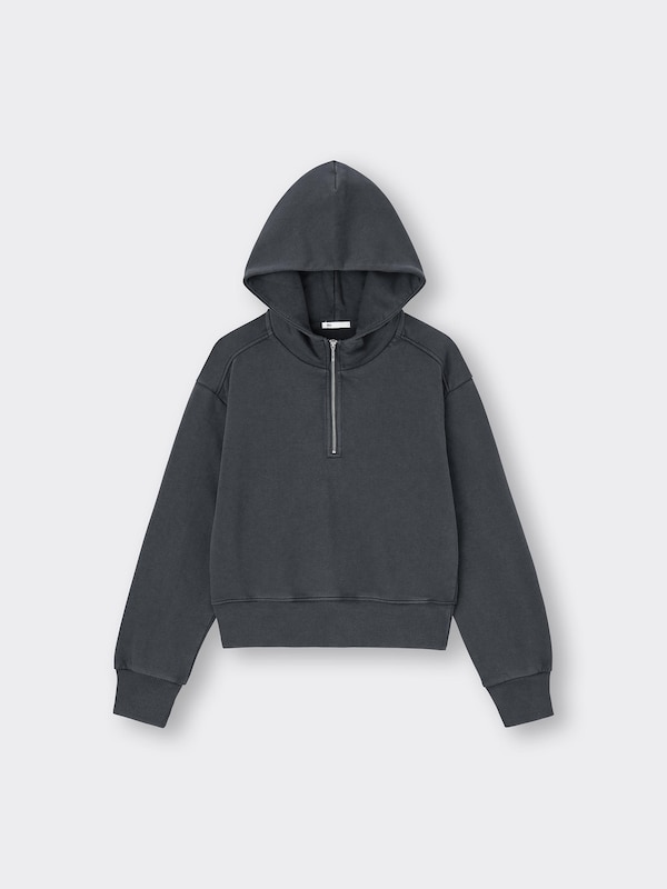 Washed Sweat Half-Zip Hoodie