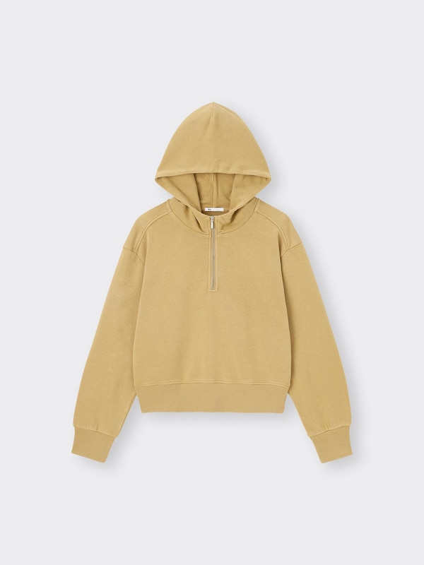 Washed Sweat Half-Zip Hoodie