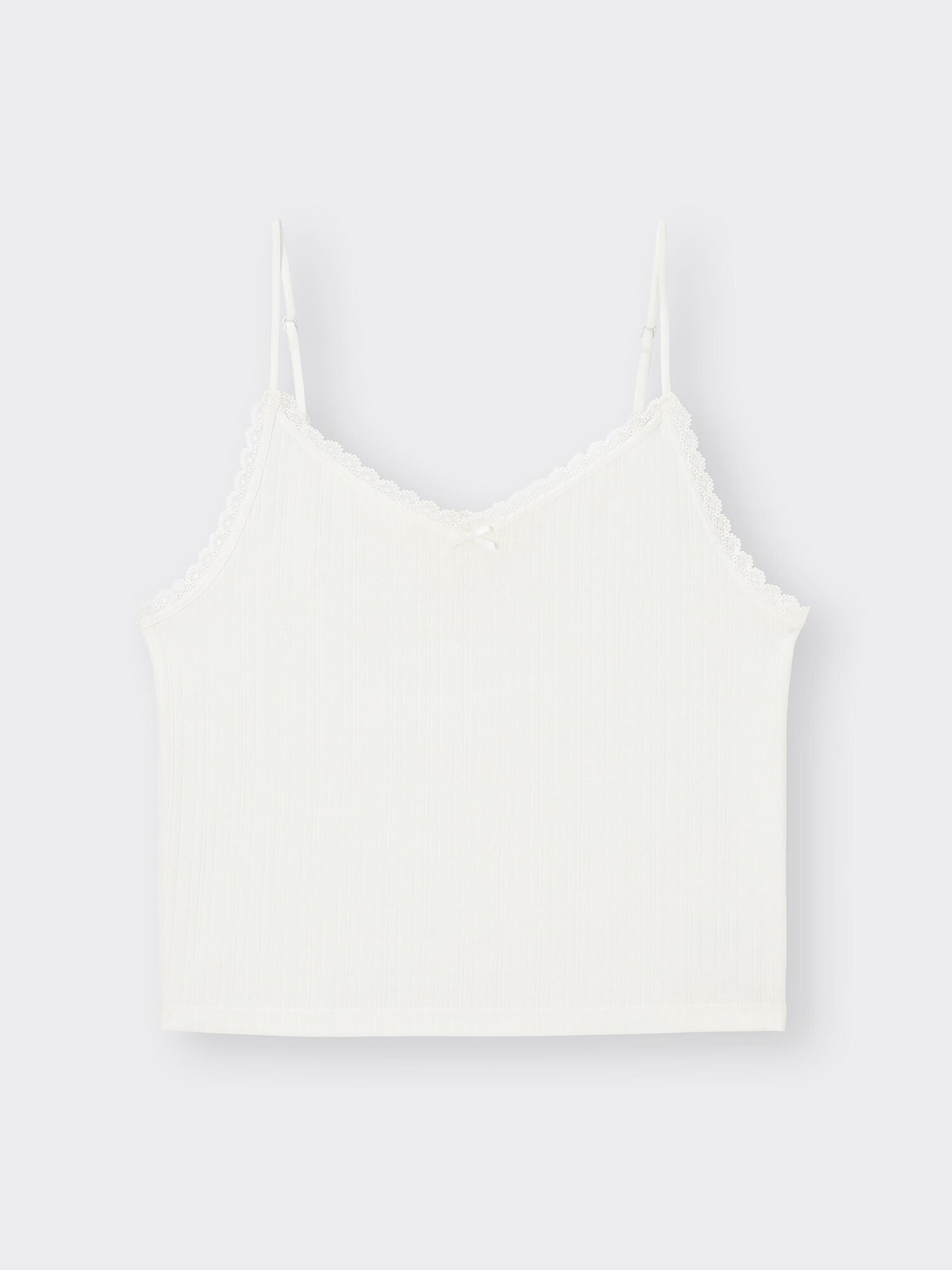 Cotton Blend Ribbed Cropped Lace Camisole Dry | GU US