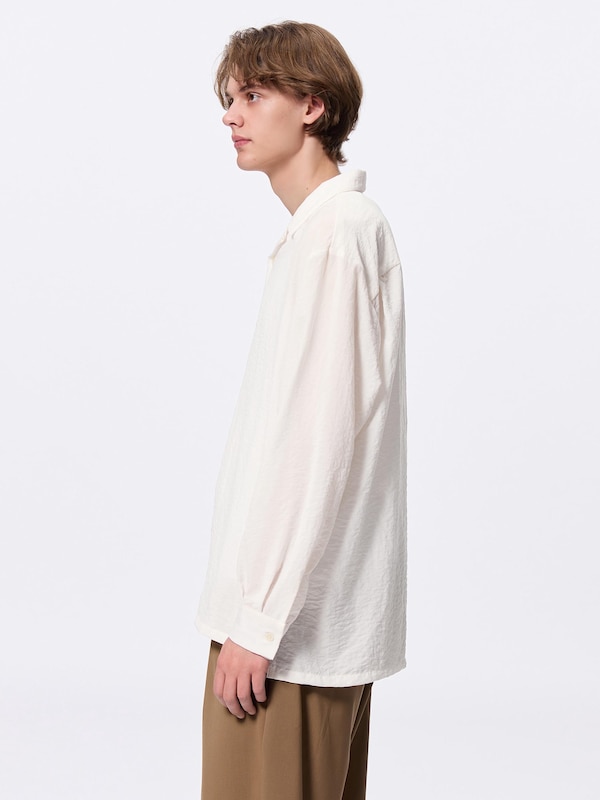 Textured Open Collar Shirt