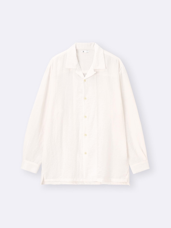 Textured Open Collar Shirt