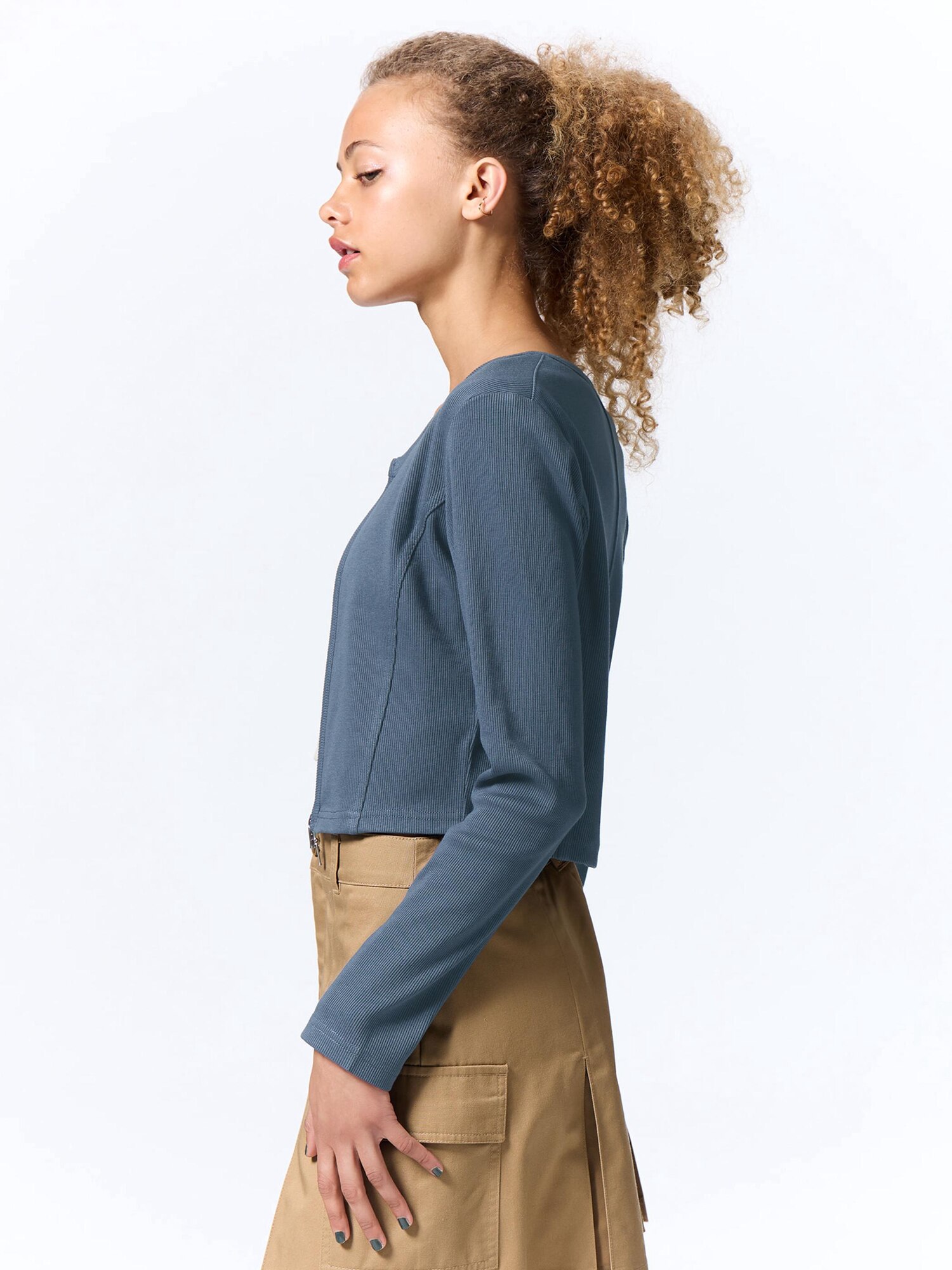 Ribbed Double Zip Cardigan | GU US