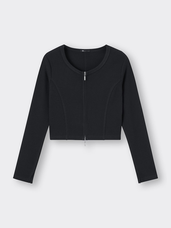 Ribbed Double Zip Cardigan