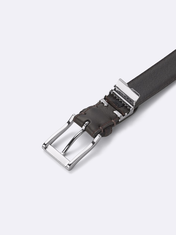 Leather Side-Stitched Belt | Adjustable