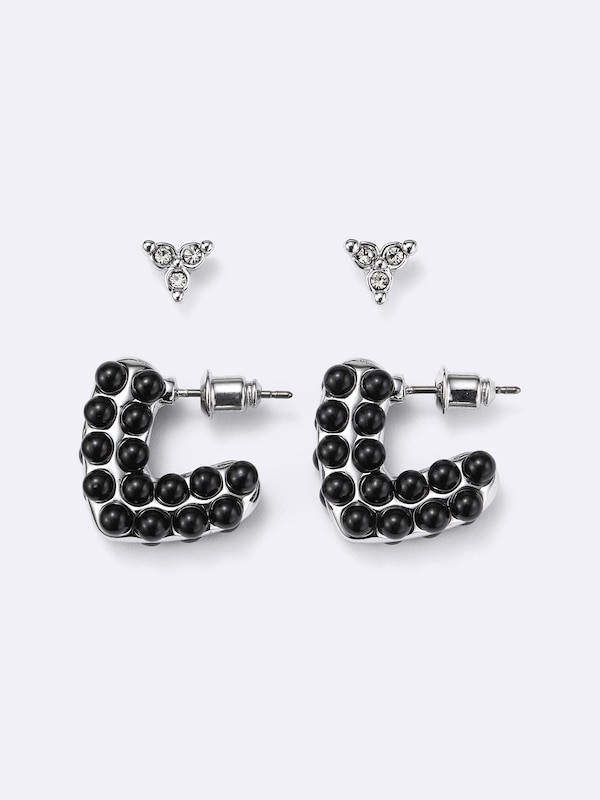 Heart Motif Beaded Pierced Earrings