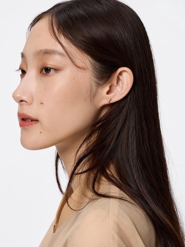 Heart Motif Beaded Pierced Earrings