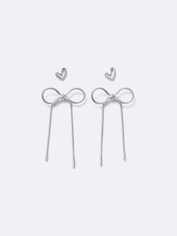 Snake Chain Ribbon Pierced Earrings