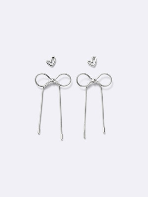 Snake Chain Ribbon Pierced Earrings