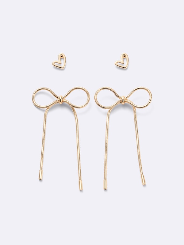 Snake Chain Ribbon Pierced Earrings