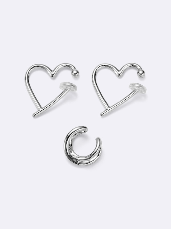 Heart Hoop Clip-On Earrings& Earcuff