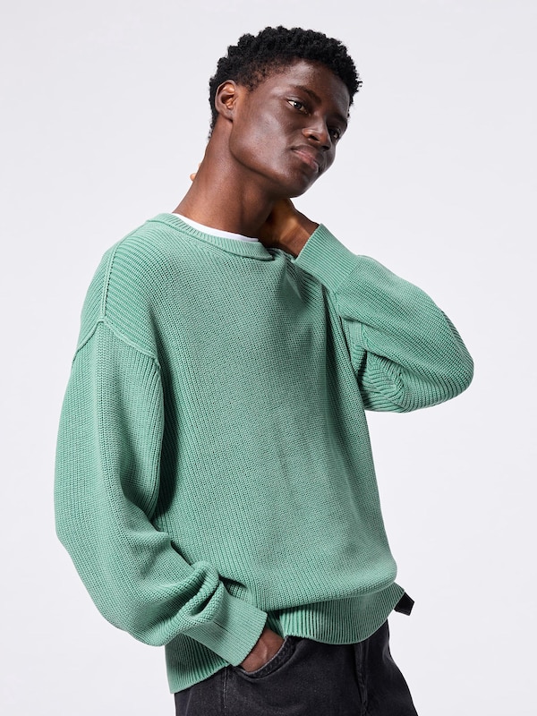 Washed Ribbed Crew Neck Sweater
