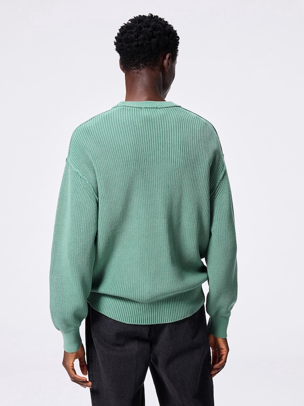 Washed Ribbed Crew Neck Sweater