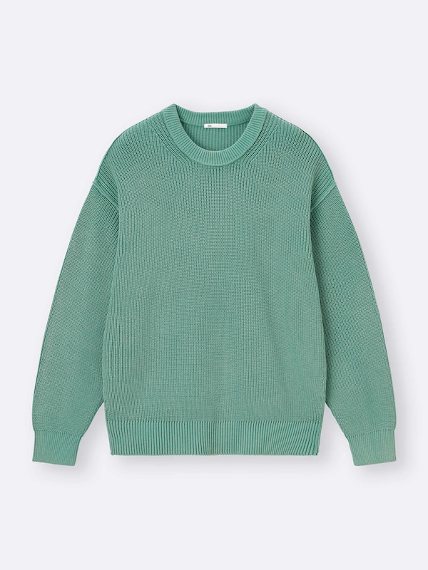 Washed Ribbed Crew Neck Sweater