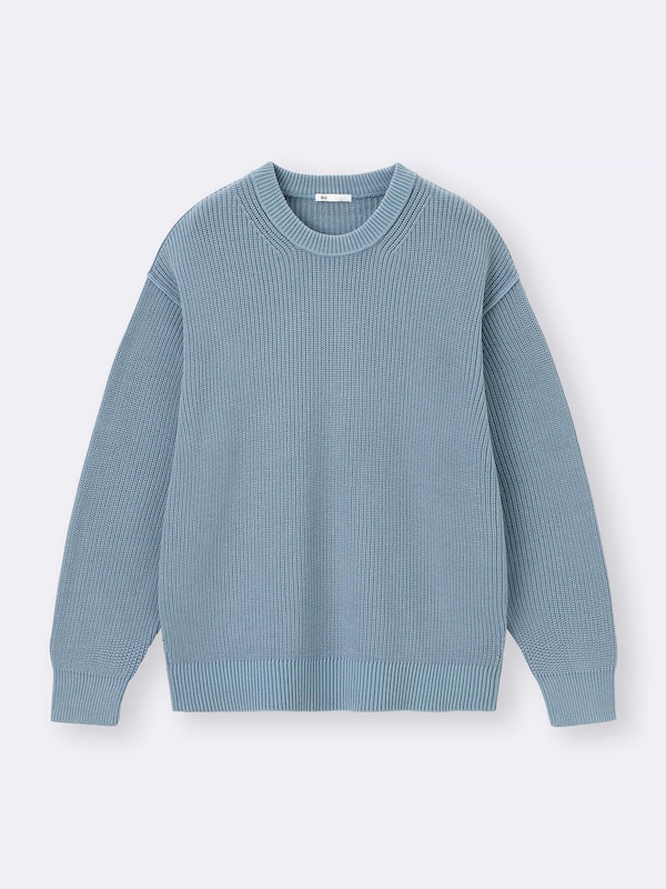Washed Ribbed Crew Neck Sweater