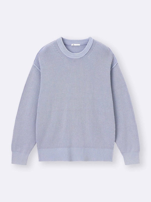 Washed Ribbed Crew Neck Sweater