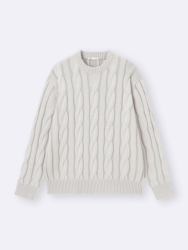 Wide Cable Crew Neck Sweater