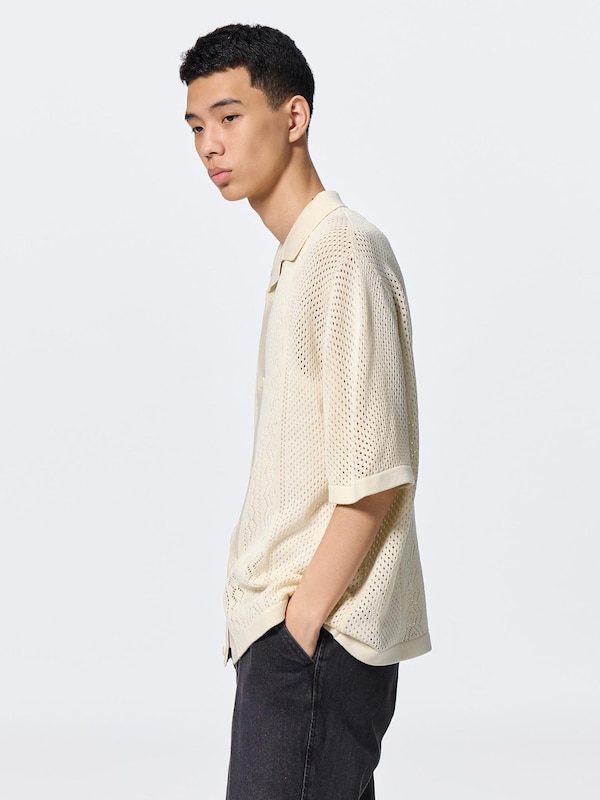 Washable Mesh Knitted Shirt | HalfSlv