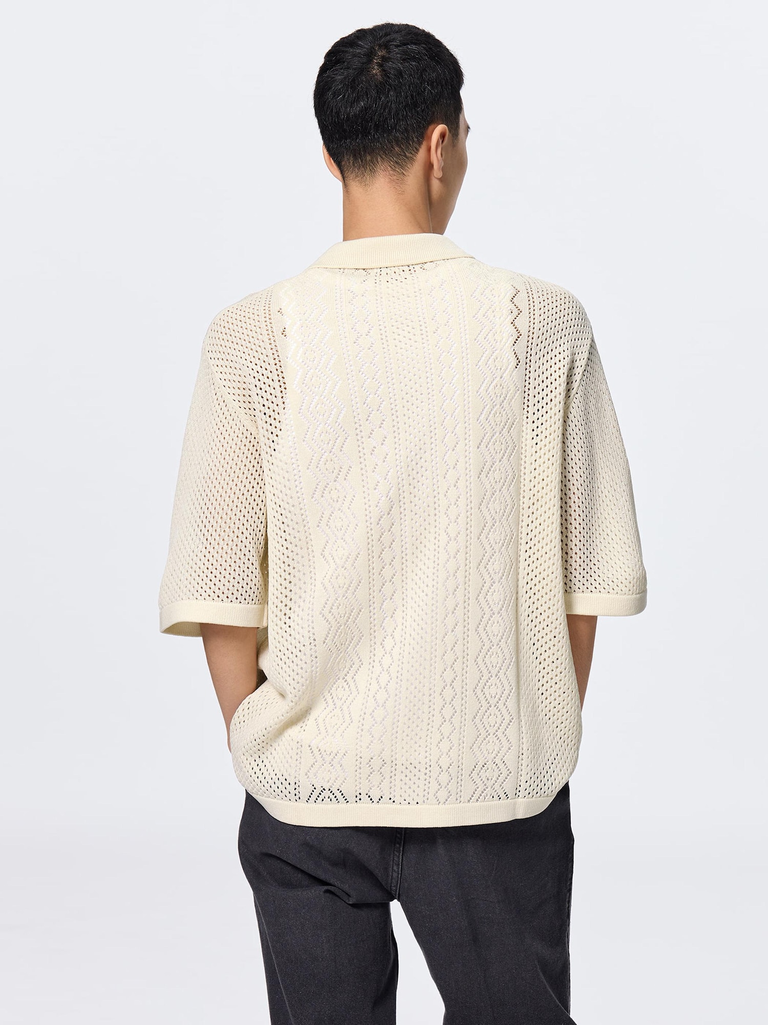 Washable Mesh Knitted Shirt | HalfSlv | GU US