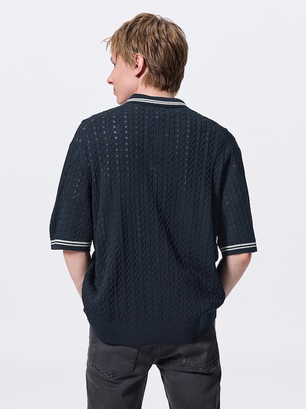 Washable Cable Knitted Polo Shirt | HalfSlv