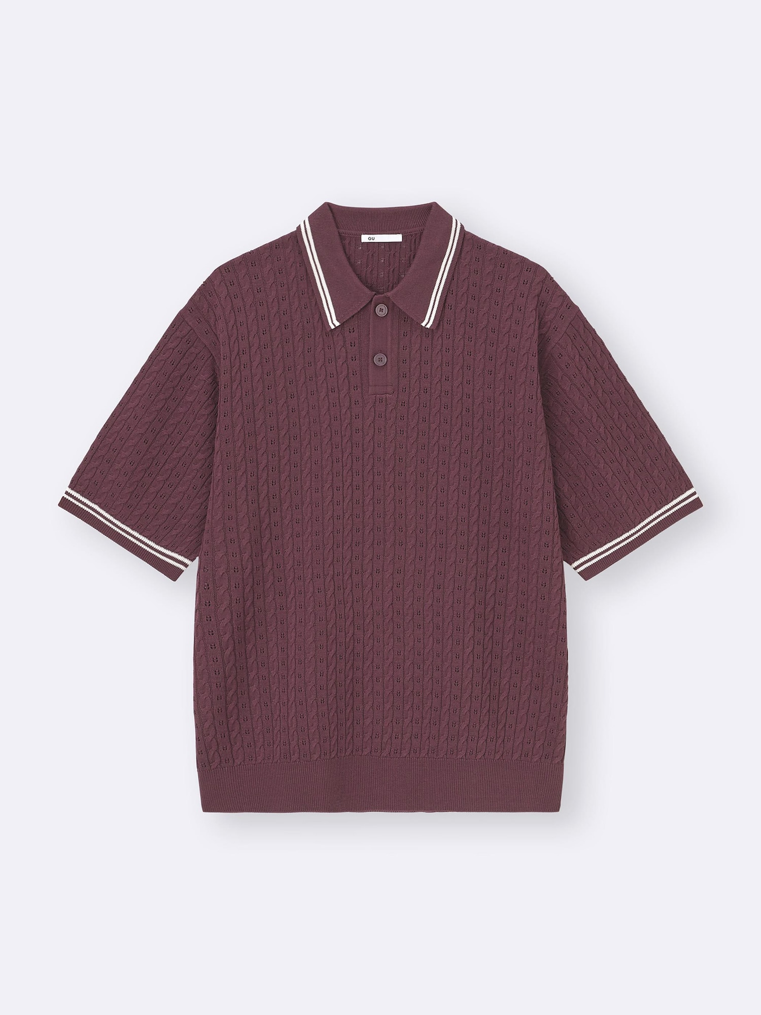 Washable Cable Knitted Polo Shirt | HalfSlv | GU US
