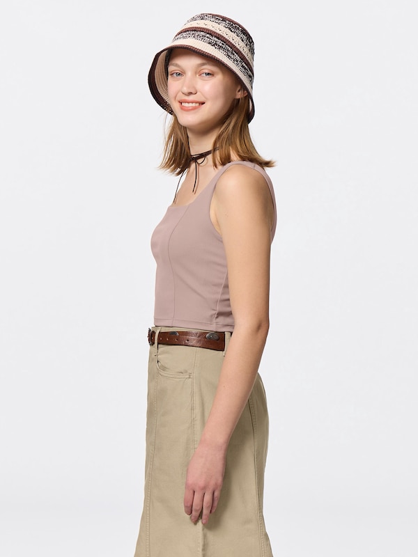 Bra-Feel Cropped Square Neck Tank Top