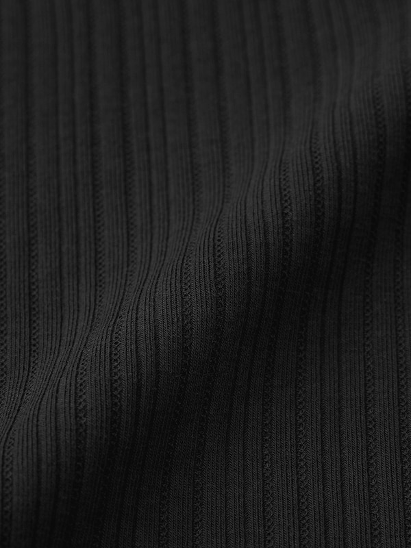 Cotton Blend Ribbed Cropped Henley T-Shirt