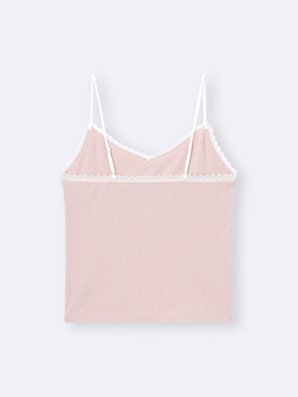 Cotton Blend Ribbed Cropped Lace Camisole | Dry