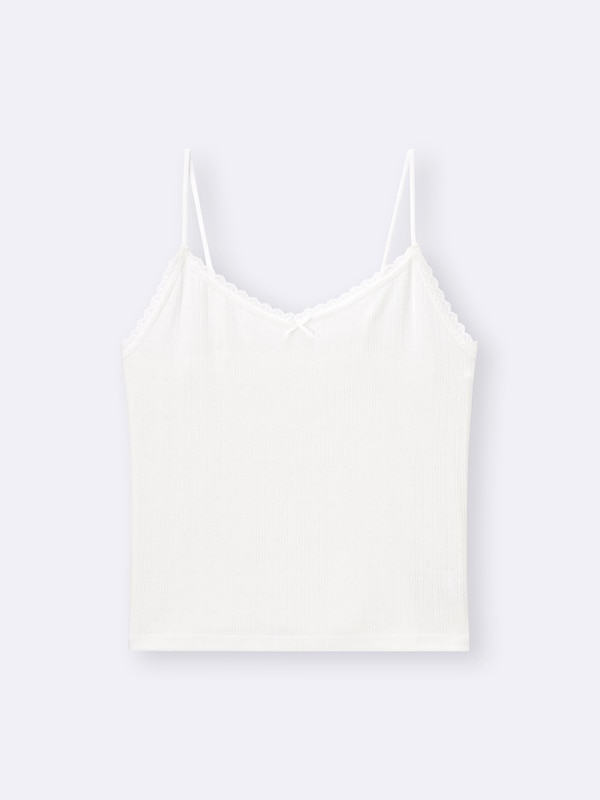 Cotton Blend Ribbed Cropped Lace Camisole | Dry