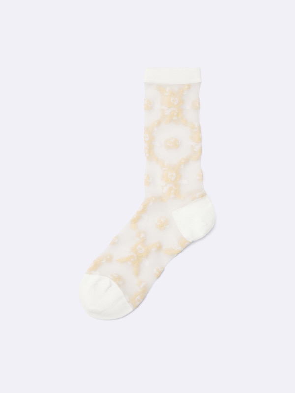 Sheer Crew Socks | Flower