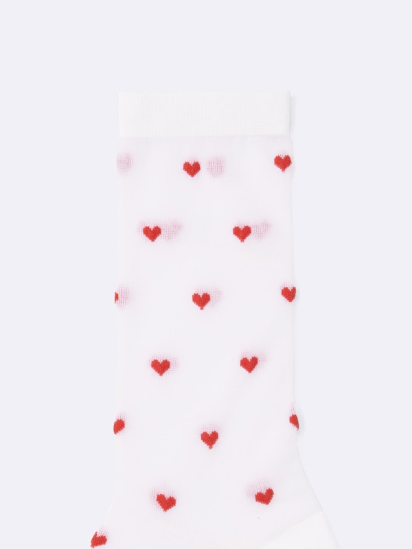 Sheer Crew Socks | Heart
