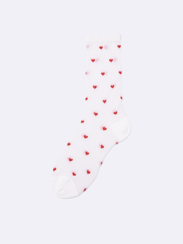 Sheer Crew Socks | Heart