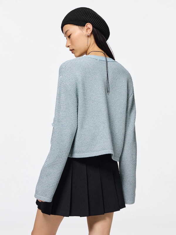 Fringe Double Pocket Knitted Jacket